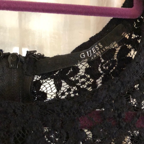 Guess Faux Leather and Lace Fitted Dress - Picture 3 of 6